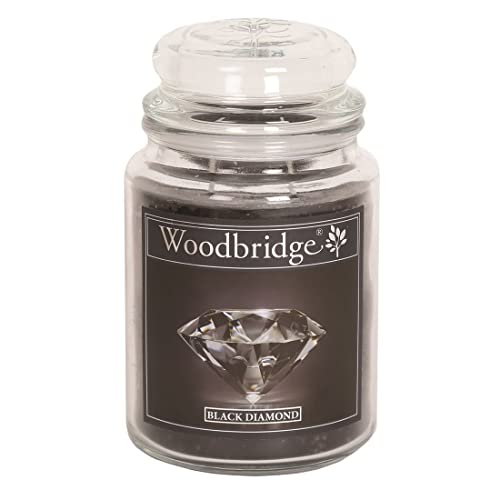 Woodbridge Black Diamond Scented Candle, Musk & Tonka Bean, Glass jar, 565 g, 2 Wicks, 130 Hours Burn time, Black