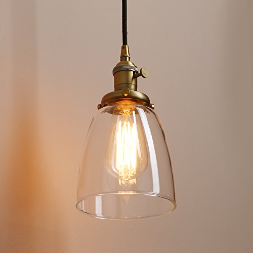 Pathson Suspension Luminaire Vintage Industrielle E27 Eclairage Rétro Plafond Abat-Jour en Verre Lampe Plafonnier Pendant Lampe pour Café,Cuisine,Salle à Manger...