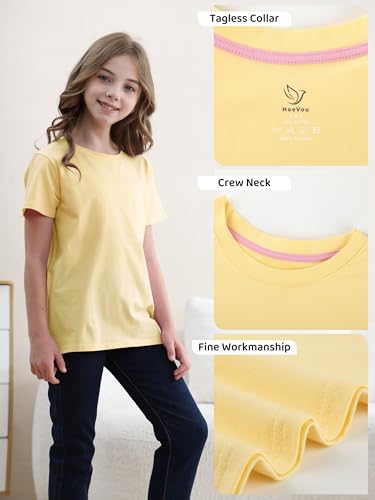 6 Pack Girls Shirts Cotton Short Sleeve T-Shirts for Girls Kids Tees Summer Tops Clothes3