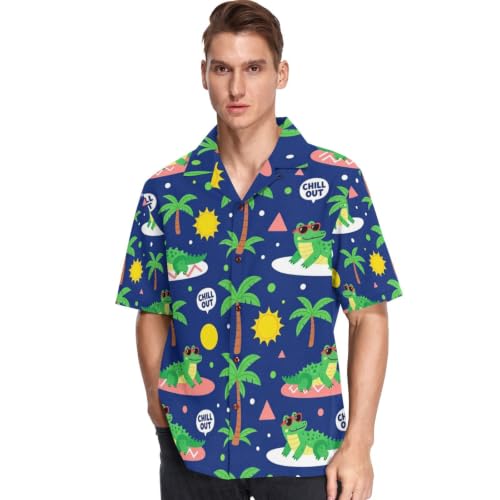 Chemise hawaïenne homme manches courtes motif tropical plage été surf