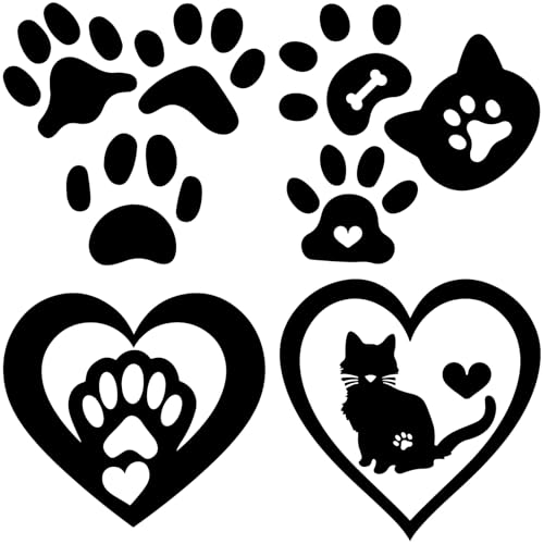 Image of GORGECRAFT 4 Styles 4Pcs Cat Dog Paw Prints Car Sticker Black Reflective Heart Car Bumper Decals Waterproof PET Automotive Exterior Decor Stickers for SUV Truck Motorcycle Doors Walls Laptop