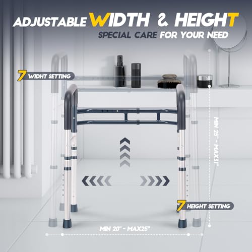 Image of Lianjindun Toilet Safety Rails (350 lb), Adjustable Toilet Frame for Elderly, Seniors, Handicap & Disabled, Foldable Handicap Toilet Handles Fit Any Toilets (Blue)