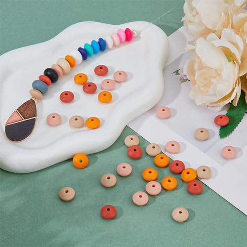DICOSMETIC 80Pcs Lentil Silicone Loose Beads 4 Color Abacus Beads Bulk 11.5x7mm Saucer Loose Silicone Spacer Beads for Keychain Jewelry Making Orange Series - Image 4