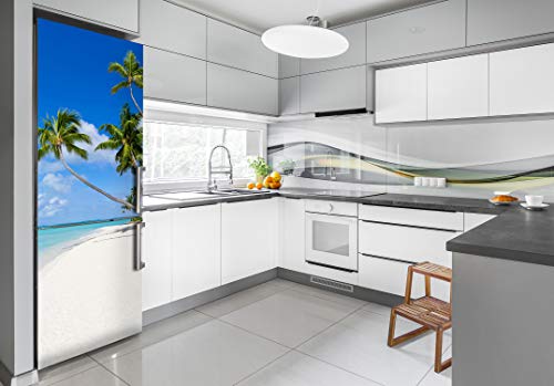 Pelicula autoadhesiva para cubrir arañazos de nevera con diseño de playa tropical 3