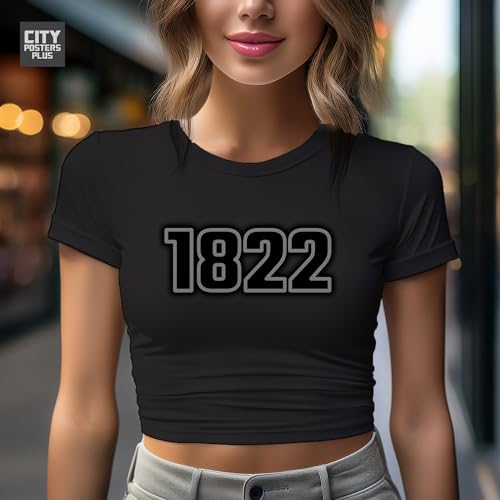 Crop Tops pour femme noir en tissu élastique 1822 Year coupe cintrée - 3