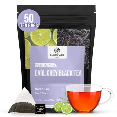 Blendart Earl Grey Black Tea (40Count) High Caffeine, Non-GMO, Gluten Free | Natural Bergamot from Southern Italy | Smooth & Full-Bodied Plant-Based T