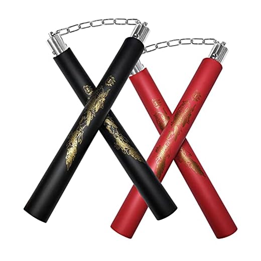 zalani Nunchucks,Safe Foam Rubber Training Nunchucks(Black+Red)