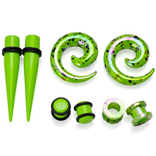 JDXN 64 PCS Acrylic Spot Gauge Kit Spiral Tapers Tunnels Plugs 14G-00G Ear Stretching Starter Set Jewelry3