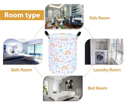 Image of Round Laundry Hamper Storage Basket Bins Clothes Nursery Hamper for Home, Gift Storage Bins with Handles