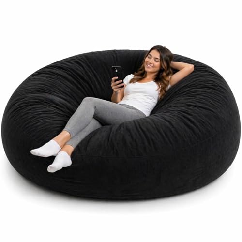Puff Gigante 140cm Redondo Capa Suede Premium Sem Enchimento Lavável Confortável Sala Quarto Decoração