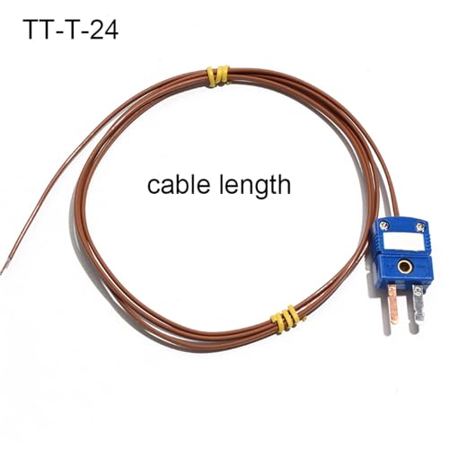 Termopar tipo T con enchufe TT-T-36 y cable sensor PTFE de 1m resistente 3