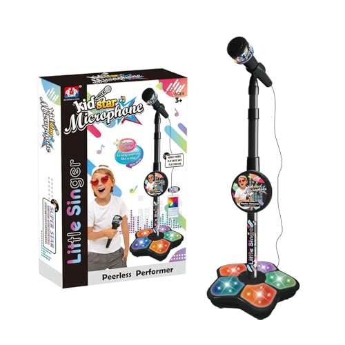 Huayeex Microphone avec Support - Jouet Microphone Karaoké pour Enfant avec Support Réglable Et Lumière Colorée, Jouet De Chant Musical pour Garçons Filles