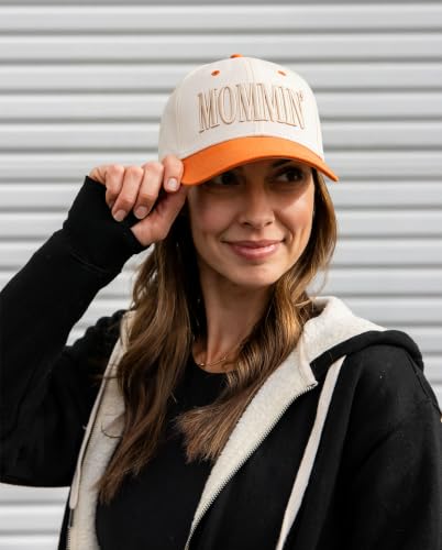 Image of Mommin Trucker Hat for Women, Vintage Two-Tone mom hat with Mommin 3D Embroidery, New Mom Gifts Mothers Day Outfits