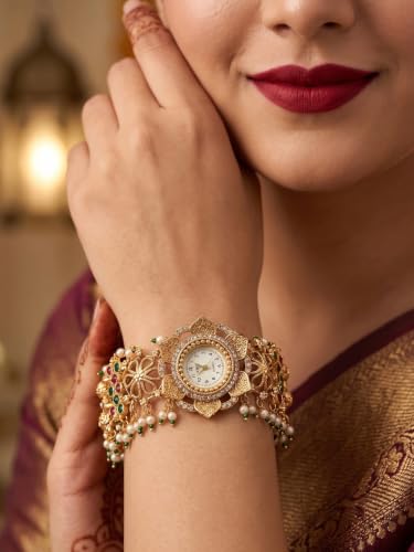 Image of Gold Plated Ethnic Watch For Women And Girls | Stylish Fashion Watch | Quartz Movement | Elegant Gift for Women