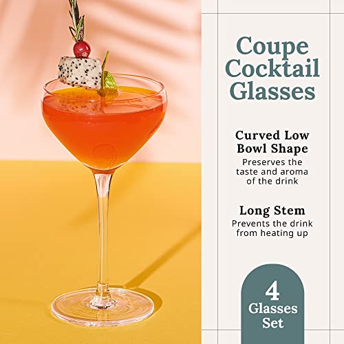 Nick And Nora Cocktail Glasses – Coupe Glasses Set Of 4 (5.7 Oz) – Martini Glasses For Any Drink – Elegant Manhattan Glasses For Hosting Parties – Hand-Blown Lead-Free Crystal Cups #TOP6