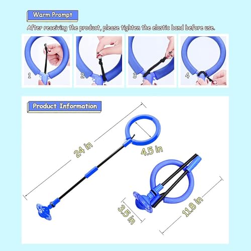 MEISHANG Swing Wheel mit Lichtrad,Kinder Blinkender Springring,Kinder Blinkender Springring Fußkreisel,Springender Ball Blinkender,Faltbarer Flash Jumping Ball,Blinkender Sprungball (Blau)