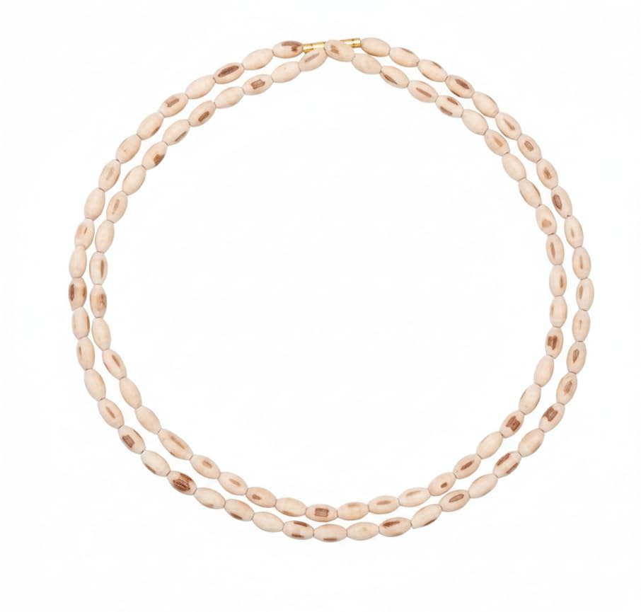 Mala Tulsi en perles de basilic saint ovale et rond pour homme et femme en bois naturel