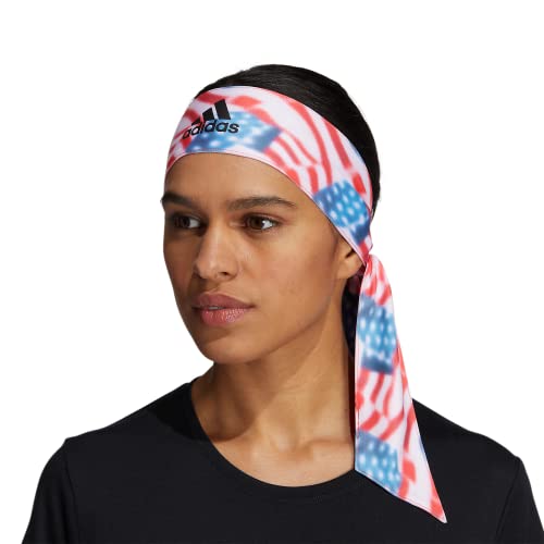 Image of adidas Alphaskin Tie Headband, Americana Blur /Black, One Size