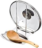 Nkb pot lid holder and pan spoon rest for kitchen utensils shelf rack stand stainless steel pot cover holder home stove organizer cookware soup spoon kitchen tool a storage accessories