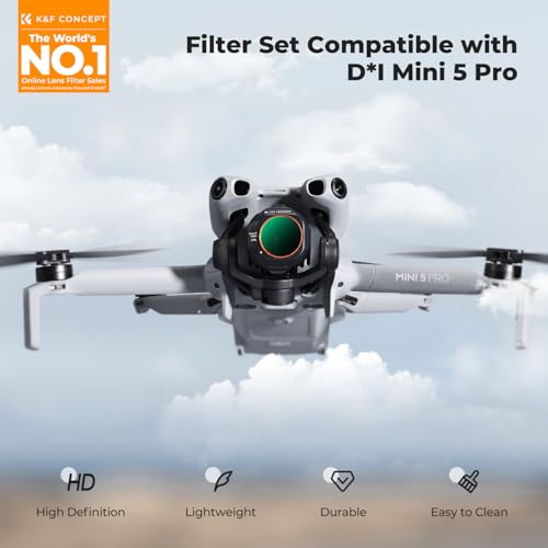 Image of K&F CONCEPT ND /PL Filter Set Compatible with DJI Mini 5 Pro, 6 Pack CPL ND4&PL ND8&PL ND16&PL ND32&PL ND64&PL Polarizer Neutral Density Drone Lens Accessories, Multi Coated HD Optical Glass