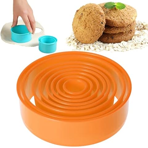 Crethink 13cm Cookie Cutter Pastry Cutter for Baking, 8 Sizes Round Cookie Cutters Shapes, Circle Biscuit Cutters for Making Donut Pies Scone(13/12/10/8/7/6/4.5/2.5 cm) Cover