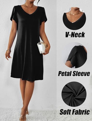 Ekouaer Womens Nightgown Short Sleeves Sleepwear V Neck Nightgowns for Women Petal Sleeves Houses Dress Sleepshirt S-XXL2