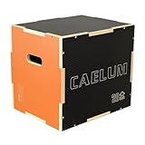 CAELUM 3-in-1 Wooden Plyo Box – 400lbs Heavy-Duty Jump Box for Home & Gym, Non-Slip Plyometric Box for Step-Ups, Squats & Strength Training Black Orange