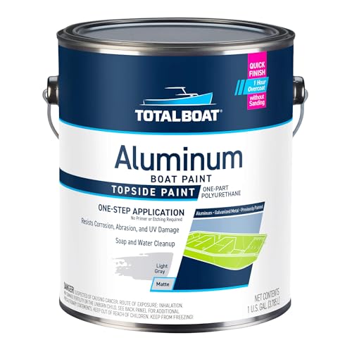 TotalBoat Aluminum Boat Paint | Durable Fast-Drying Marine Paint for Canoes Jon Boats Dinghies Pontoons Hunting Blinds and Trailers | Light Gray Gallon