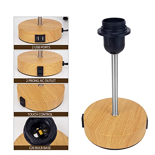 Akasuki Small Table Lamps For Bedrooms Set Of 2, Modern Nightstand Lamp With Usb Port And Outlet, 3-Way Dimmable, Touch Control Bedside Lamp For Desk, Home Office, Living Room (Led Bulbs Included) #TOP6