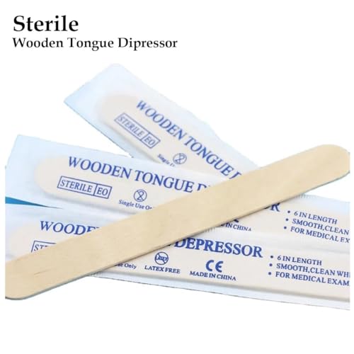 Image of MCP Healthcare Sterile Disposable Wood Tongue Depressors | 100-Count Hygienic Pack | Ideal for Dental Clinics, Skin Care Waxing, Hair Removal, & Toiletry Kits | Versatile, High-Quality Wooden Spatulas
