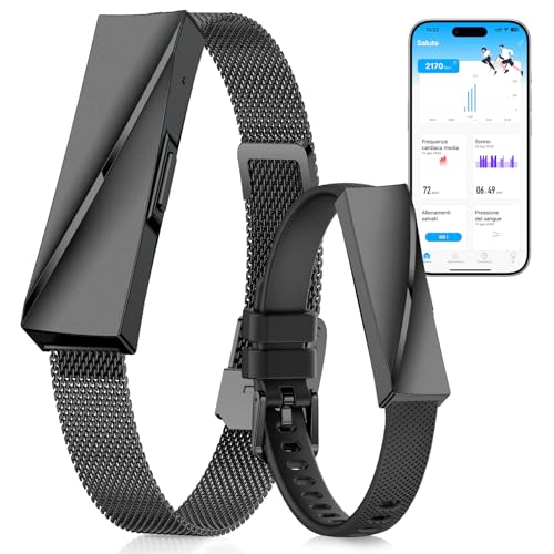 iSo Tech Smart Braccialetto Fitness Band senza Display, Smartwatch Fitness Tracker alla Moda Monitoraggio 24/7 Attività, Sonno Frequenza Cardiaca, Modalità Multisport, Autonomia 15 Giorni, IP68
