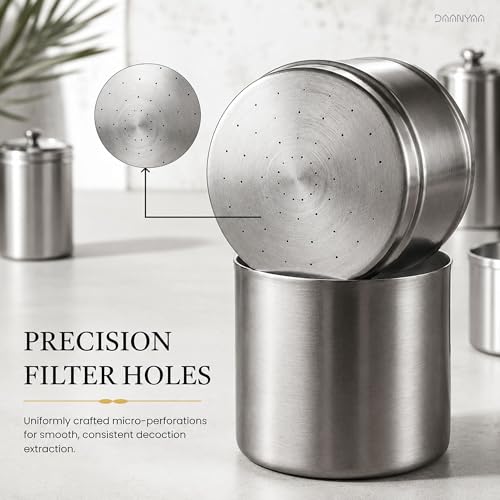 Image of Premium Stainless Steel Coffee Filter 400 ML Capacity, South Indian Drip Coffee Maker | Madras Kaapi Maker Small Size for 7-8 Cups, Reusable Filter | Authentic South Indian Brewing