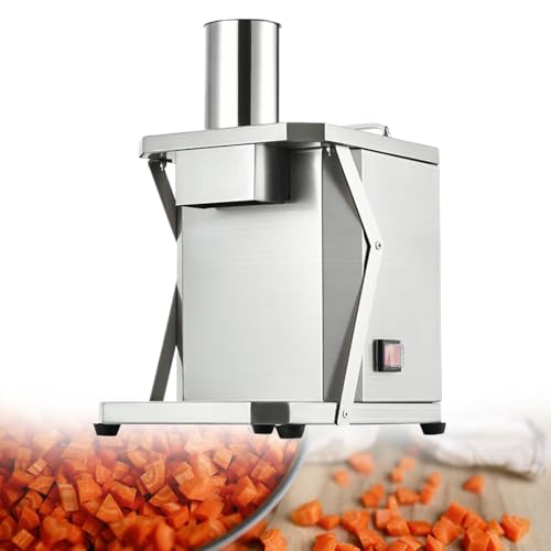 Tagliaverdure Professionale, in Acciaio Inossidabile Resistente con 3 Lame A Griglia, Elettrico da 200 W per Patate, Carote E Cubetti.