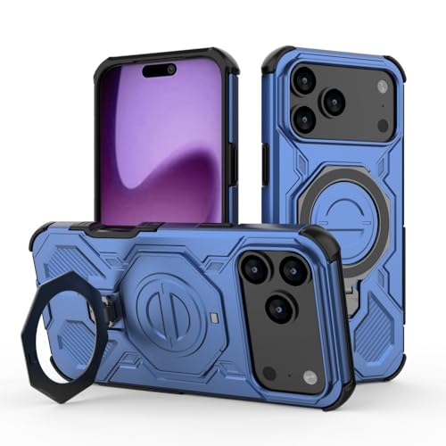 Coque iPhone 16 Pro bleu foncé rigide en silicone avec anneau support pliable