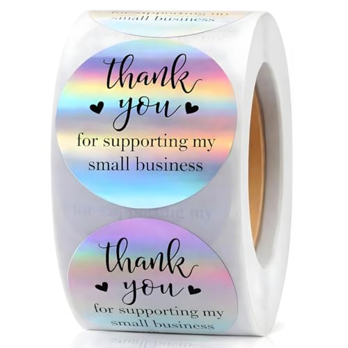 500 PCS Holographic Thank You for Supporting My Small Business