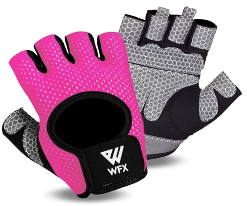 WESTWOOD FOX Guantes de Fitness, Guantes de Entrenamiento Transpirables para Hombre y Mujer, Guantes de Levantamiento de Pesas, Culturismo, Gimnasio, Ejercicio (Rosa Sin Muñeca, M)