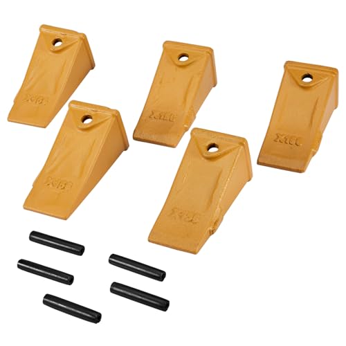 CarBole 5 Pack X156 Short Bucket Teeth & Long Pins for Hensley 156 Skid Steer and Mini Excavators Heavy-Duty Machinery Accessories