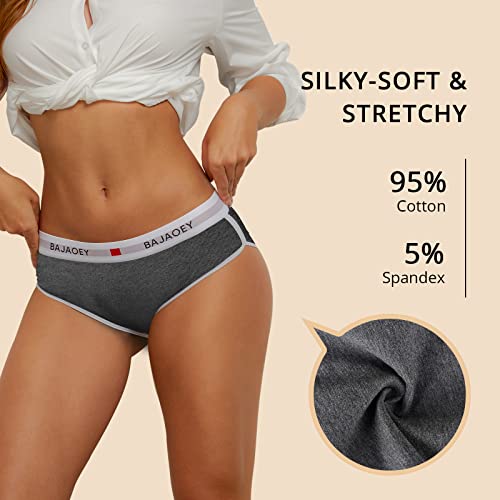 Bajaoey Women's Cotton Underwear Moisture Wicking Breathable Cheeky Panties For Women Soft Comfy Ladies Bikini 5 Pack S-Xl #TOP4