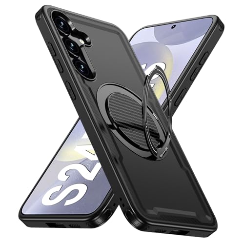 Coque Samsung S24 Plus MagSafe noire avec anneau rotatif et support