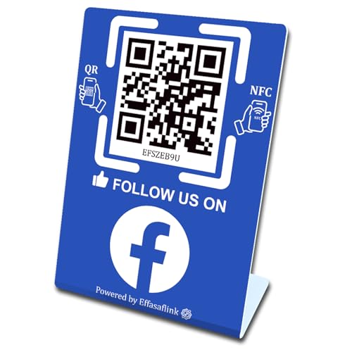 Social Media Stand with NFC & QR Code Sign -