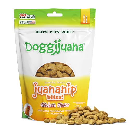 Image of Doggijuana Calming Dog Treats, Chicken, 6 oz | Multi-Benefit, Low Cal | Calming dog treats with catnip, chamomile & L-Tryptophan; natural anxiety & stress relief; low-calorie training reward