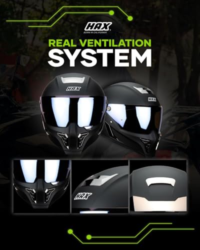 Image of HAX Full Face Motorcycle Helmet for Adult Men and Women, DOT & ECE 22.06 Certified - Powersports Advanced Ventilation Motocross Helmet for Motorbike Street Bike