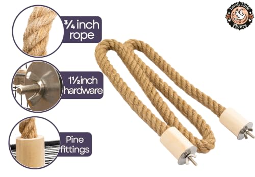 Image of Bird Rope Perch for Parrots, Bendable Natural Jute Boing with Pine Wood and Stainless Steel Mount, Cotton Alternative, Cage Accessory for Parrots (Brown, 4 feet)
