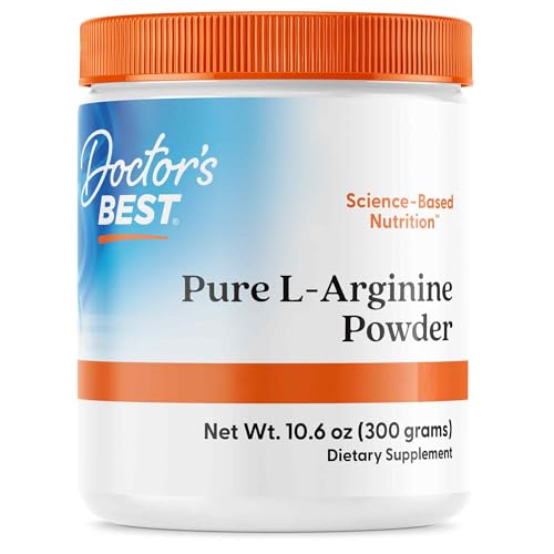 Doctor's Best, Pure L-Arginine Powder, 300g Vegan Powder, Highly Dosed, Amino Acid, Lab-Tested, Gluten-Free, Soy-Free, Vegetarian, Non-GMO