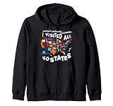 I Visited All 50 States US Map Travel Challenge Zip Hoodie