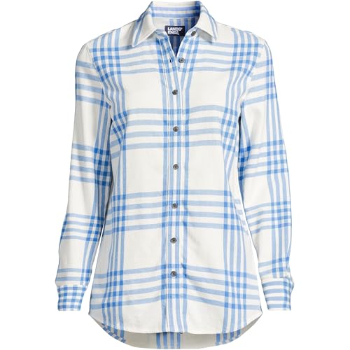 Lands' End Women's Flannel Boyfriend Fit Long Sleeve Shirt3