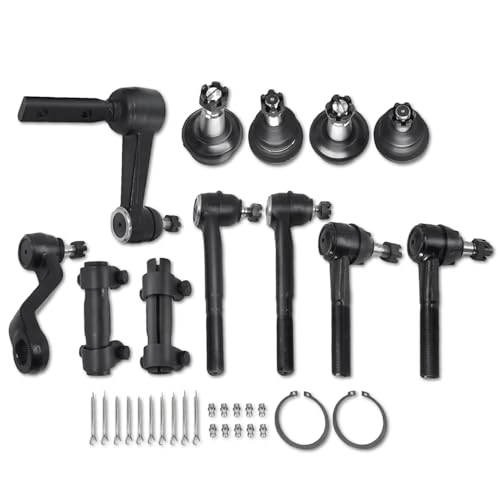 ‎Psrorkeu 12Pcs Front Suspension Kit Pitman Arm Idler Arm, Upper Lower Ball Joints, Inner Outer Tie Rod Ends, Adjustment Sleeves Fit for Dodge Ram 1500 1994-1999 RWD/2WD 3.9L 5.2L 5.9L
