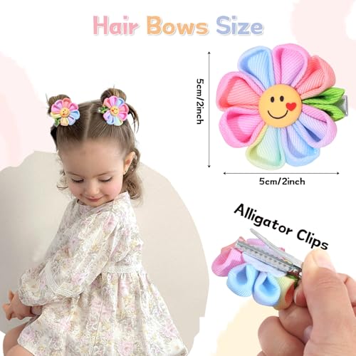 6 piezas de pinzas para el cabello con moños coloridos para niñas miniatura 2