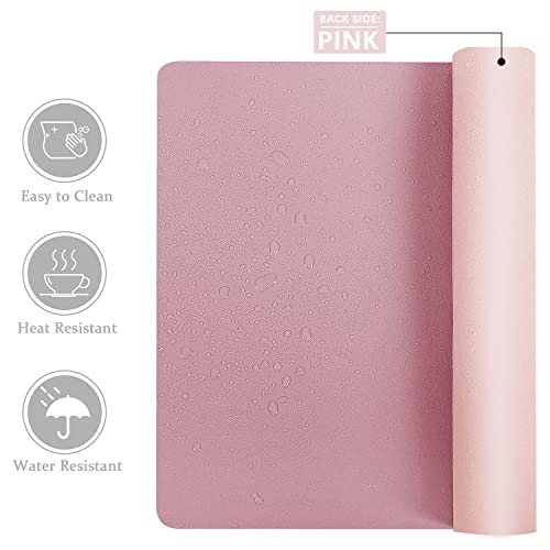 Image of Aothia Double-Sided Desk Pad, Large Mouse Pad, Office Mat, Non-Slip PU Leather Blotter, Laptop Pad, Waterproof Writing Pad for Office and Home (Purple, 23.6 inch x 13.7 inch)