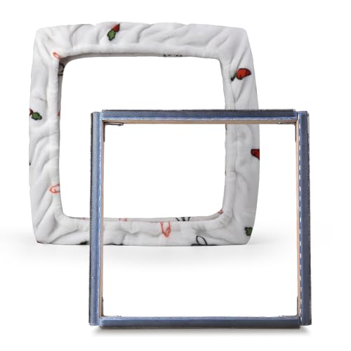 Image of ICZW Gripper Strip Frame 19.6 inch x 19.6 inch Punch Needle Rug Hooking Frame with Frame Cover (White)